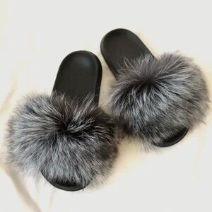 Womens Fur Slide Sandals
